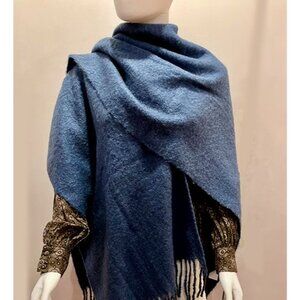 NWT Echo design studios blue textured mohair mix wrap ruana, OS